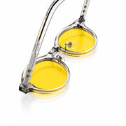 Melato Nox dagbril pootjes omhoog – ronde gele lenzen Transparant acetate frame blauwlichtfilter