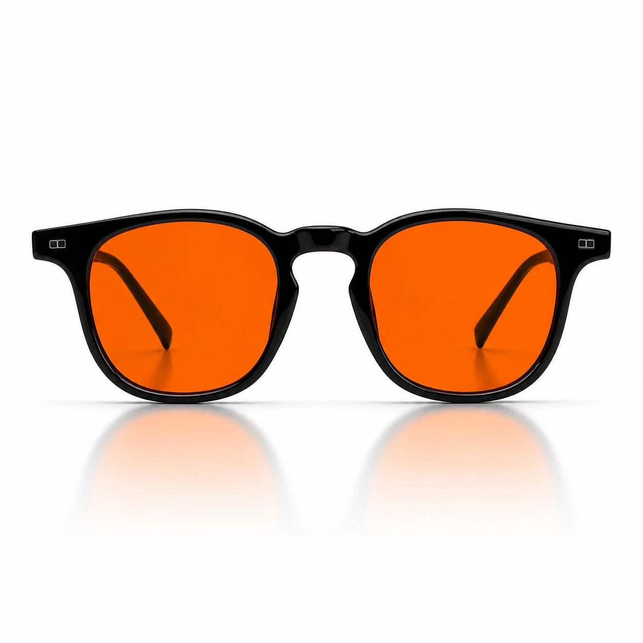 Melato Dusk avondbril voorkant – zwart wayfarer acetate frame oranje lens 100% blauwlichtfilter
