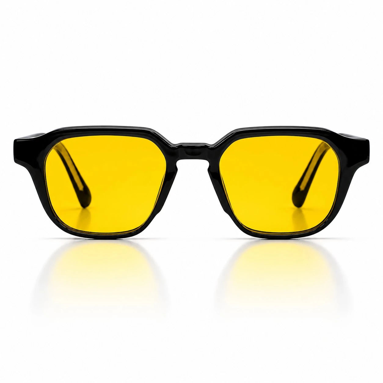 Melato Meridian dagbril voorkant – zwart geometrisch acetate frame gele lens 99% blauwlichtfilter