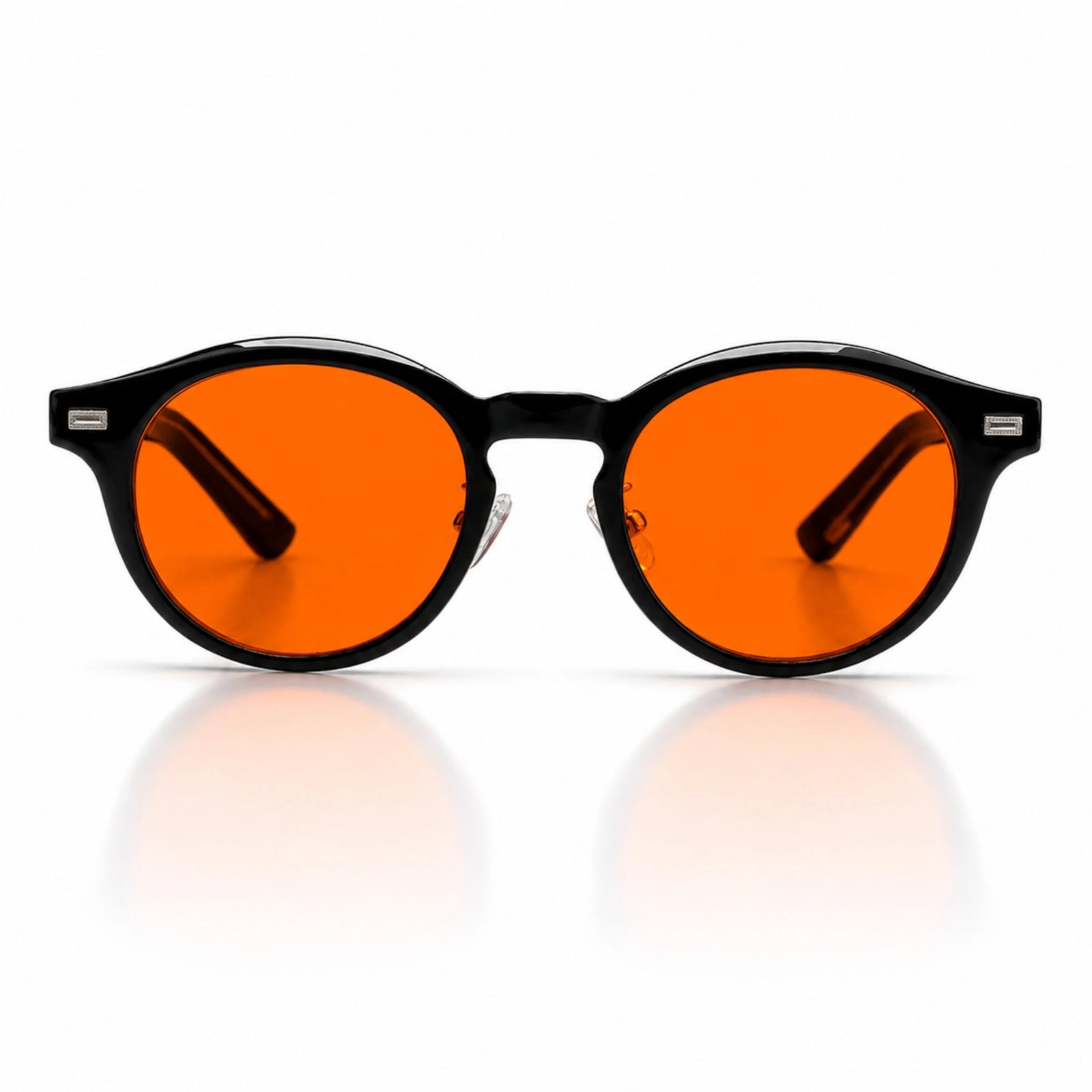 Melato Nox avondbril voorkant – zwart acetate frame oranje lens 100% blauwlichtfilter