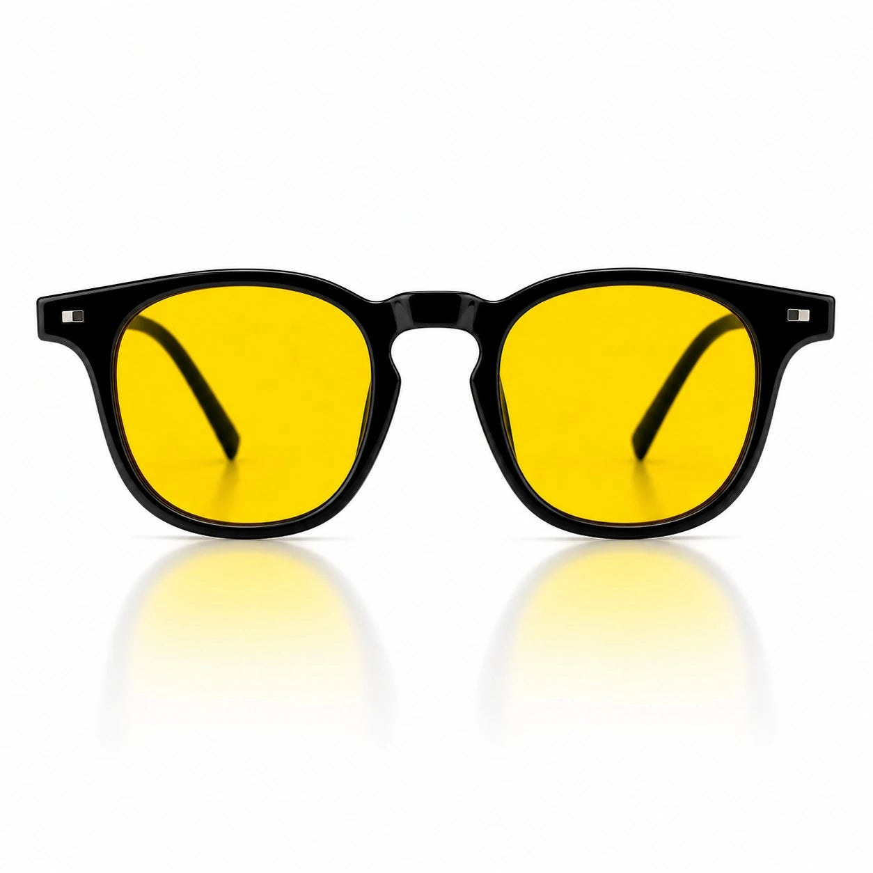 Melato Dusk dagbril voorkant – zwart wayfarer acetate frame gele lens 99% blauwlichtfilter